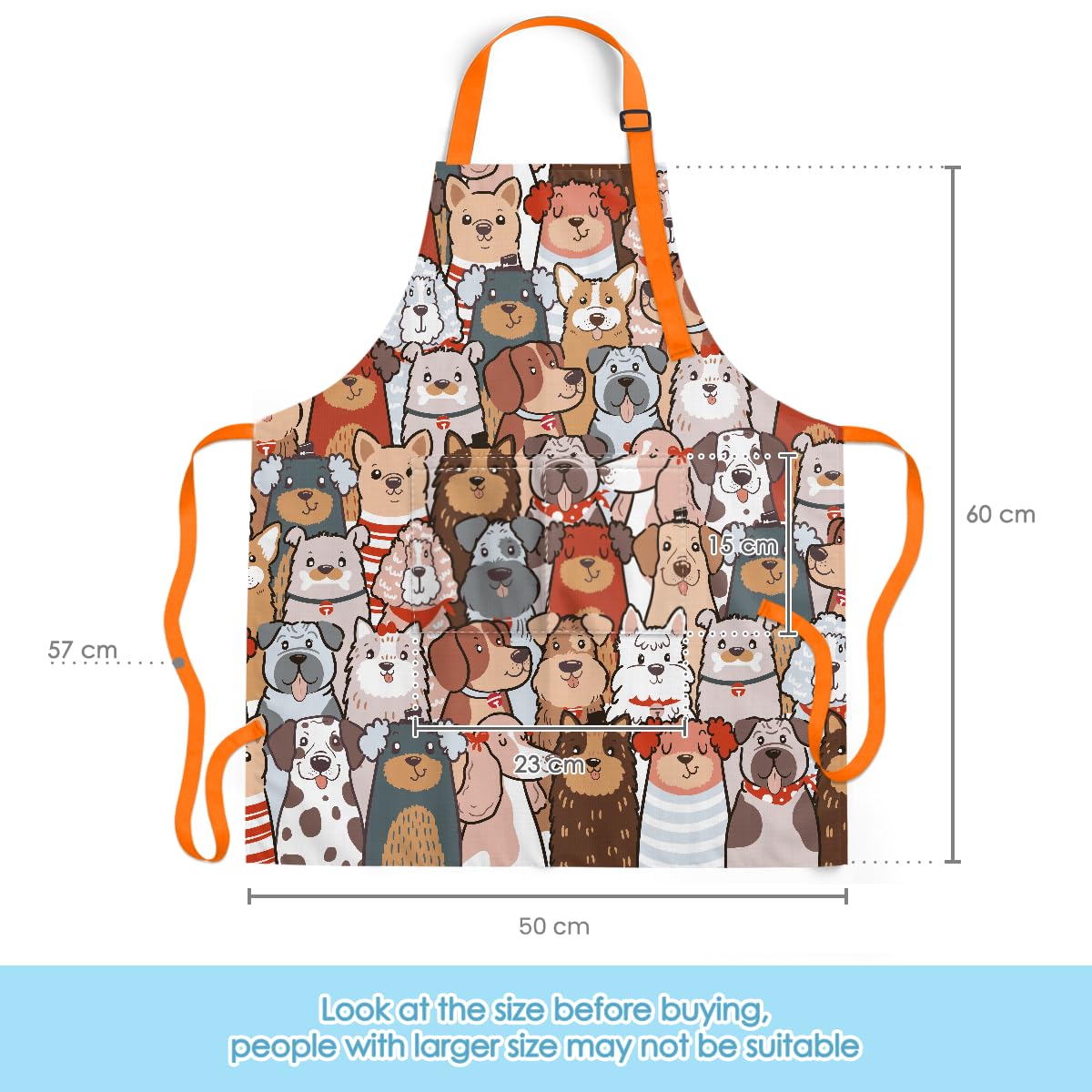 SANDJEST apron front pocket close-up, keeps kid utensils within reach during cooking.