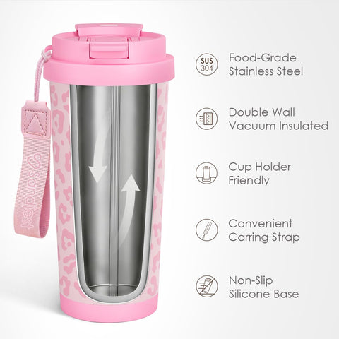 SANDJEST Leopard Tumbler stainless steel 18oz for durable daily use