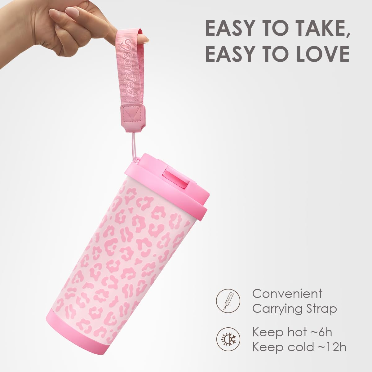 SANDJEST Leopard Tumbler travel mug fits car cup holders