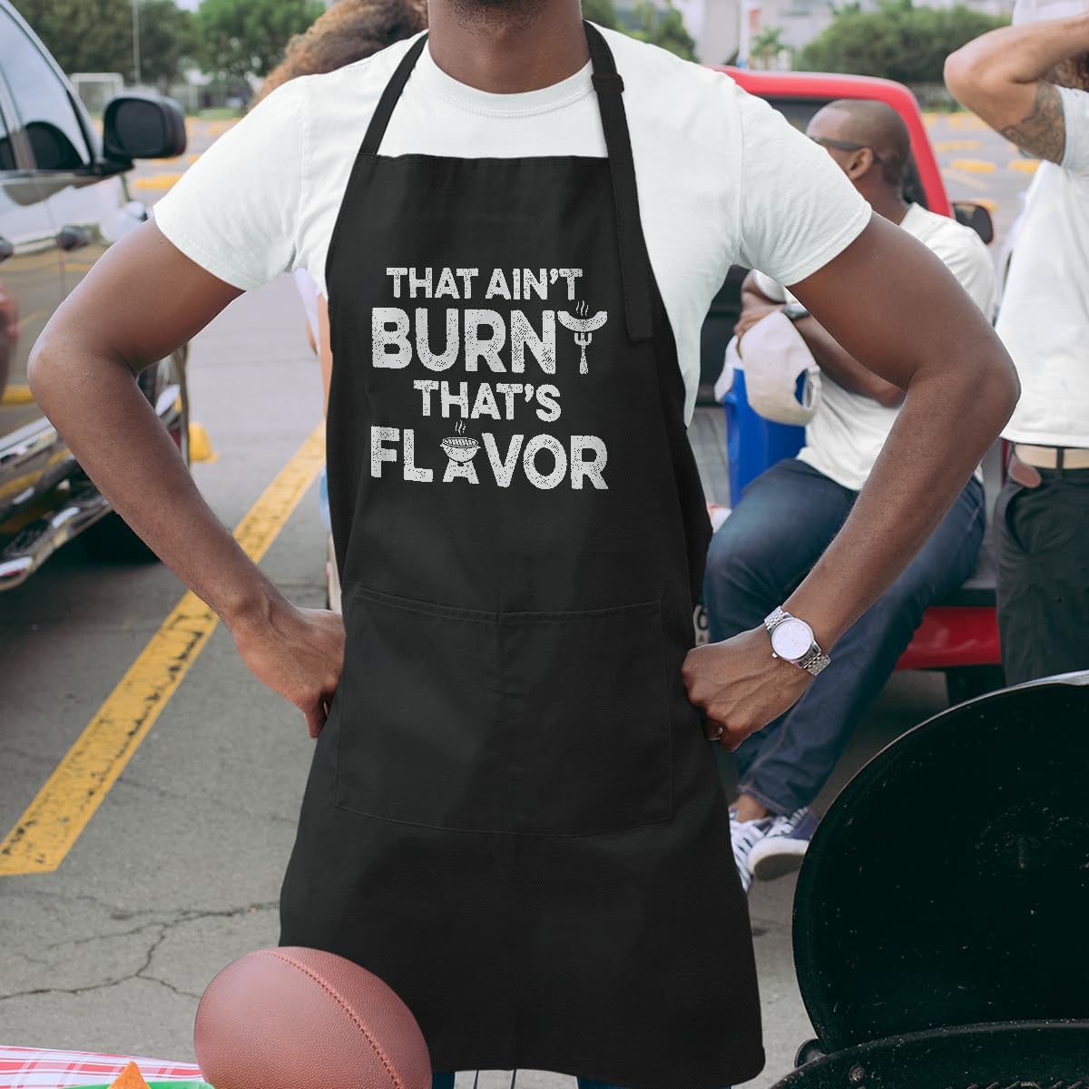 SANDJEST apron on a man cooking, practical and comfortable.
