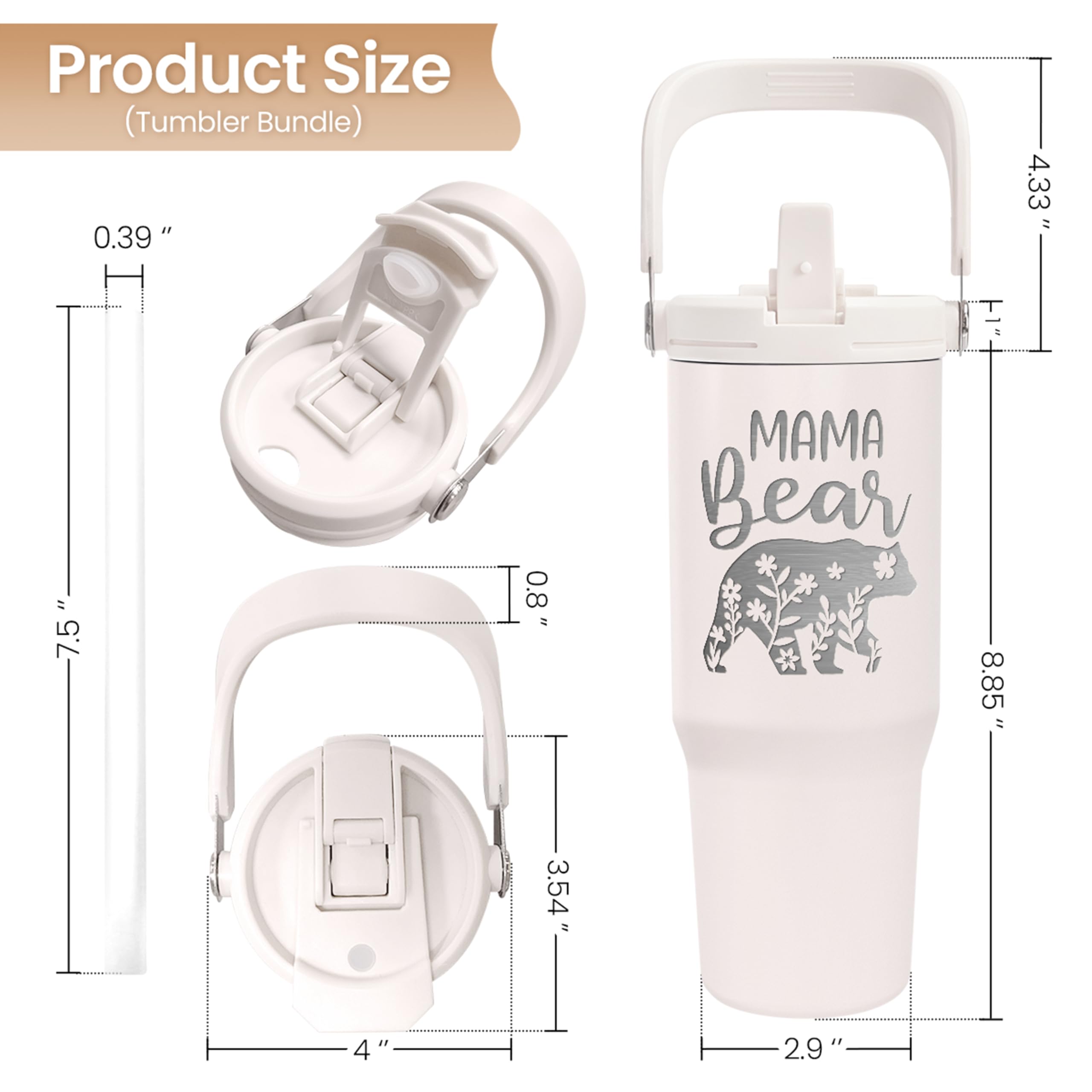 SANDJEST Mom Tumbler with handle provides easy carrying during commutes.