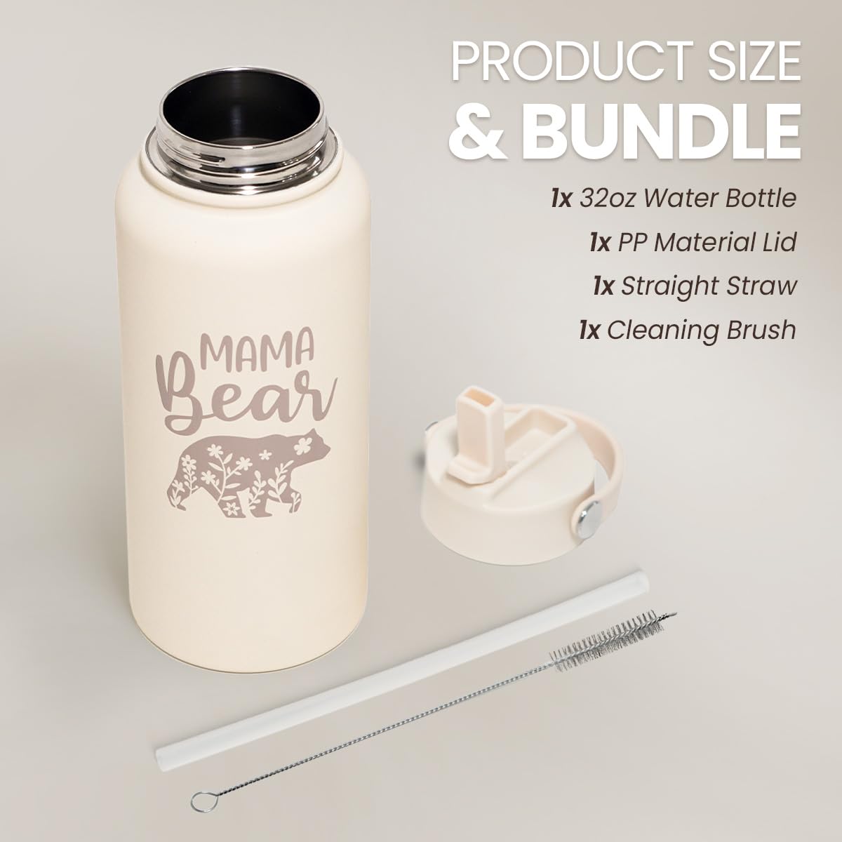 SANDJEST Mom Water Bottle fits backpack and cup holder securely.