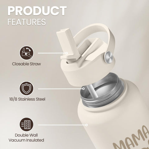 SANDJEST Mom Bottle with ergonomic grip for easy handling during workouts.