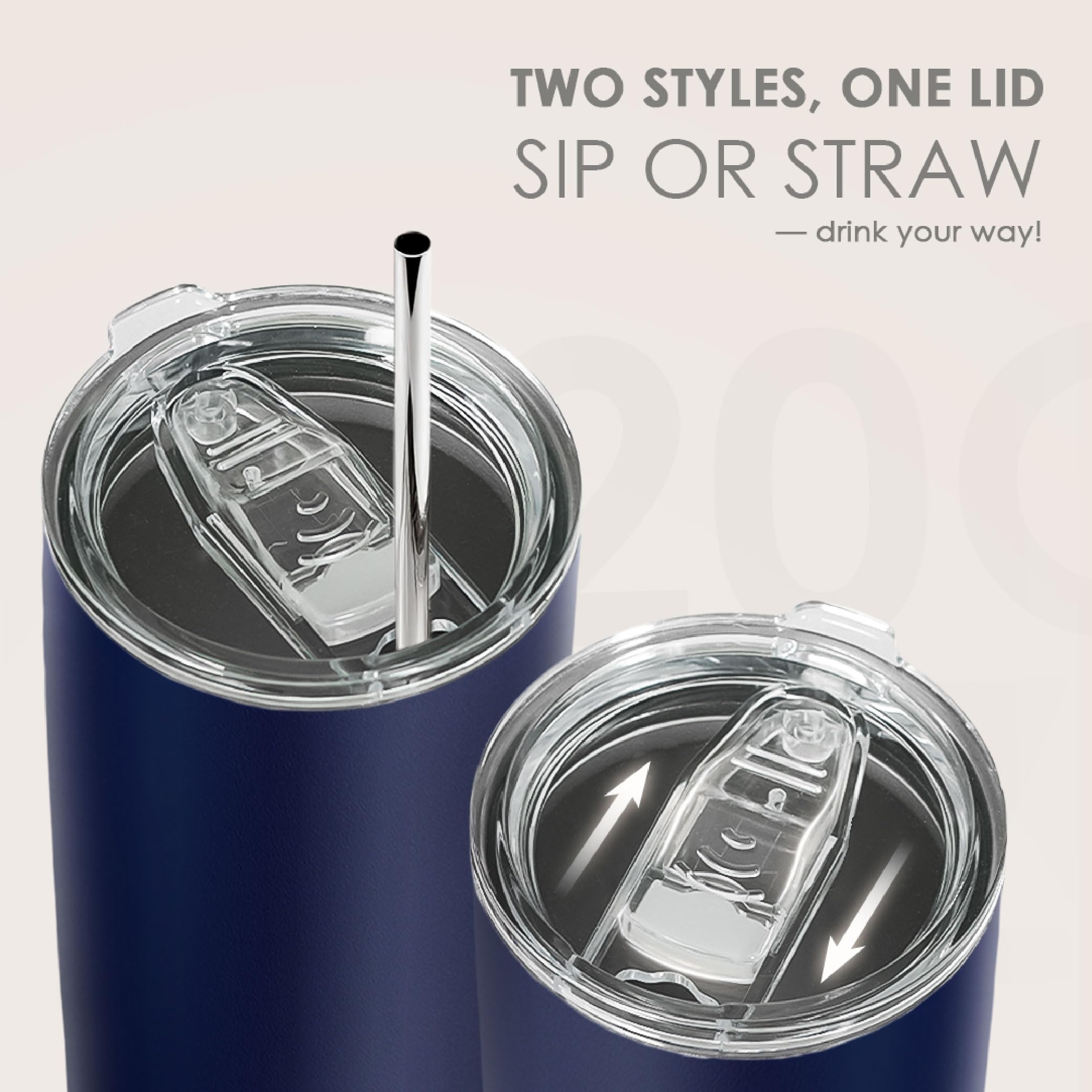 SANDJEST Navy Tumbler 20oz cup-holder-compatible for commuting and workouts