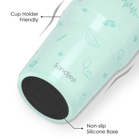 SANDJEST Nurse Fuel carry-handle tumbler keeps hydration within reach