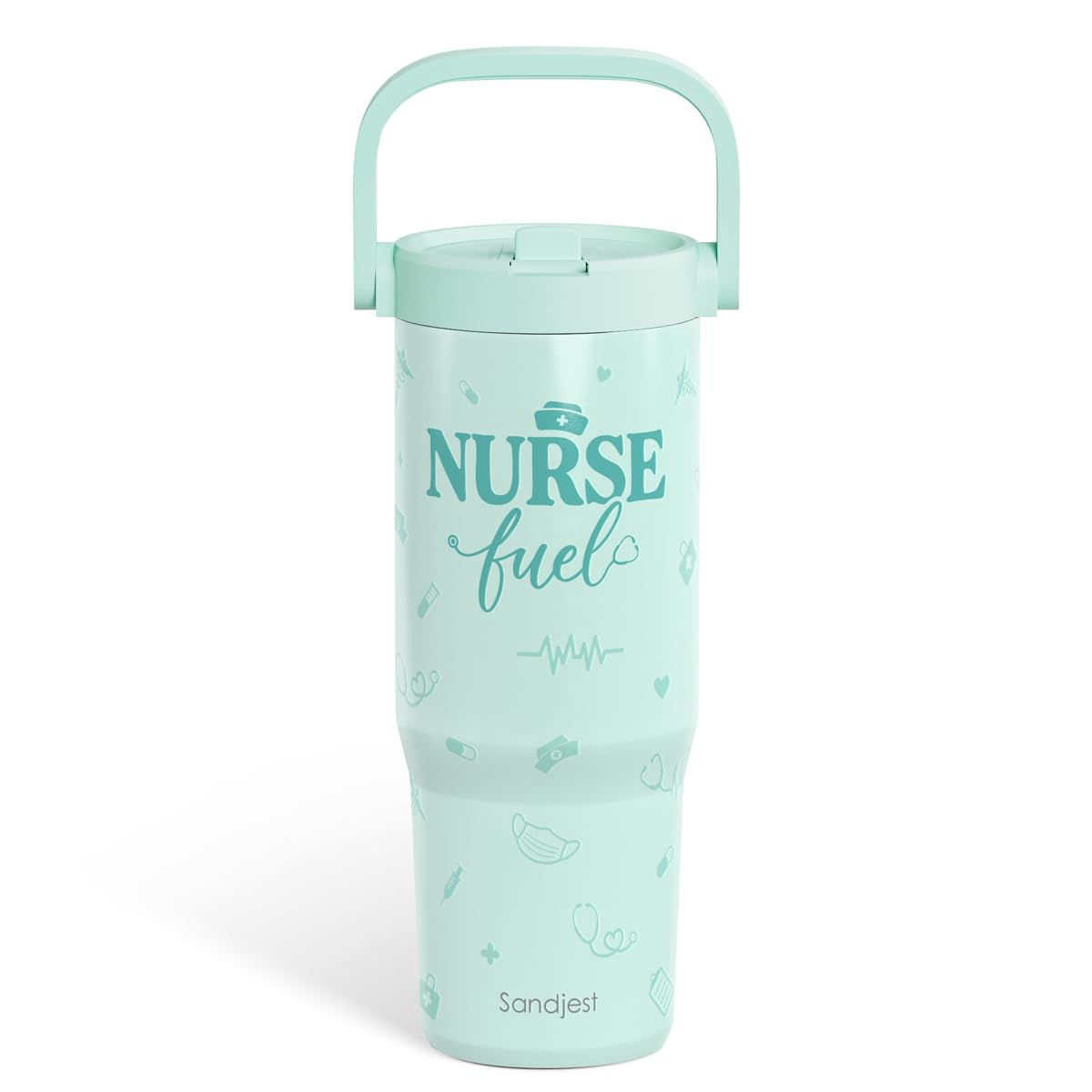 SANDJEST Nurse Fuel stainless steel tumbler 30oz with durable insulation for hot or cold drinks