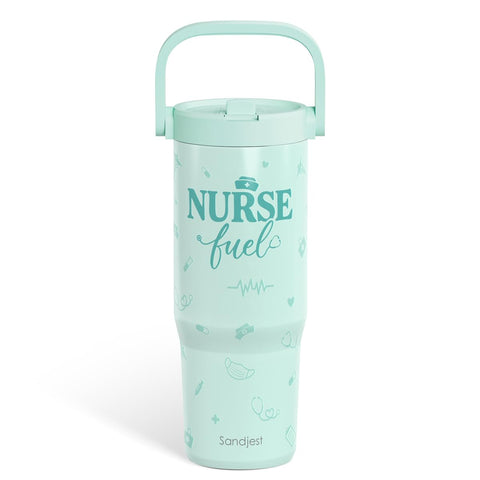 SANDJEST Nurse Fuel stainless steel tumbler 30oz with durable insulation for hot or cold drinks