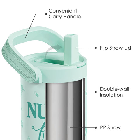 SANDJEST Nurse Fuel straw lid tumbler enables easy sipping on the go