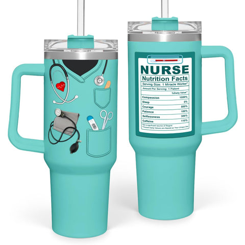 SANDJEST nurse gifts 40oz tumbler with handle for easy on-the-go hydration.