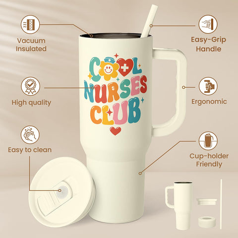 SANDJEST Nurse Tumbler lid with straw for convenient sipping