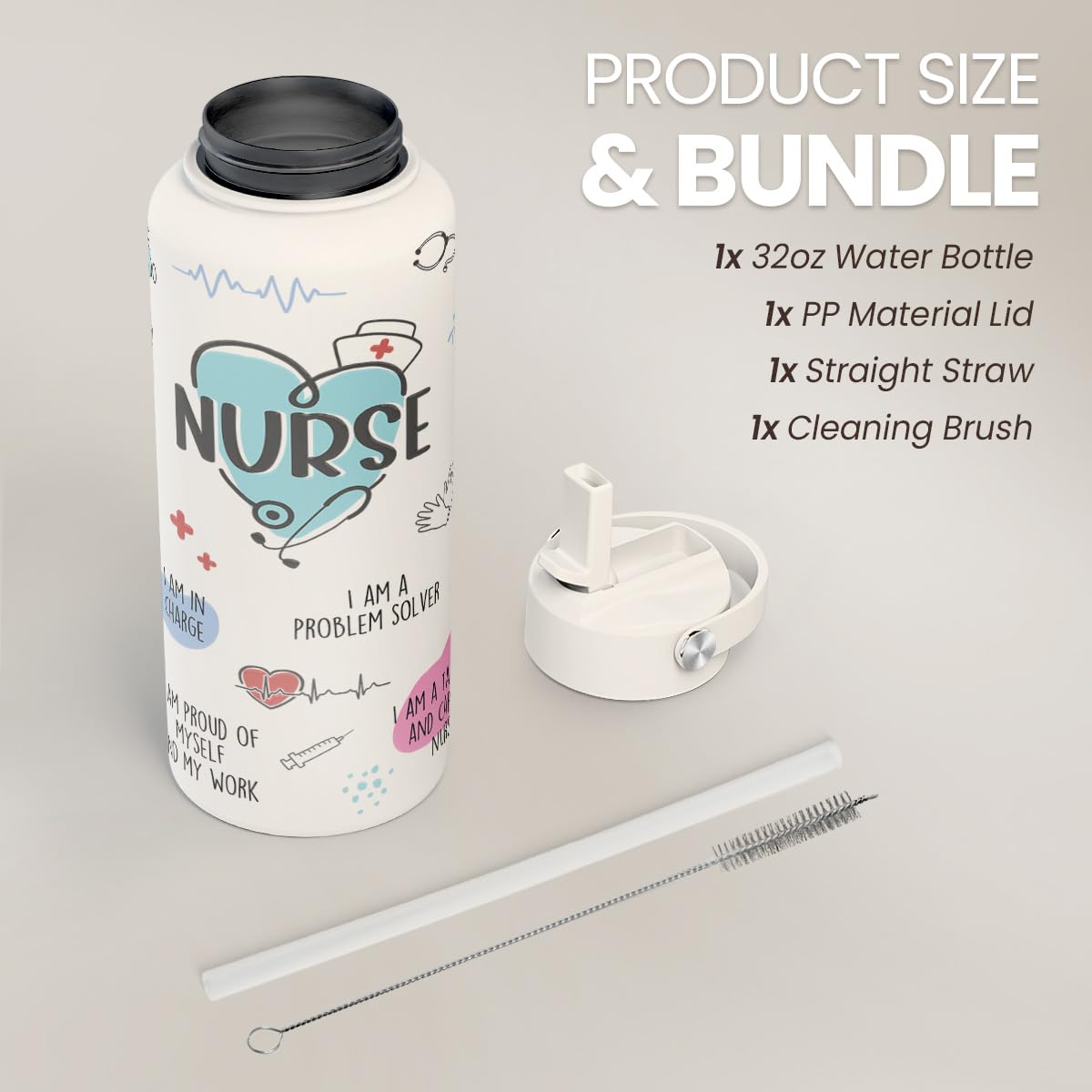 SANDJEST Nurse Water Bottle ergonomic grip for comfortable handling.