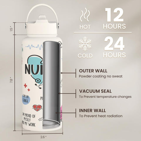 SANDJEST Nurse Water Bottle features stylish nurse-themed designs.