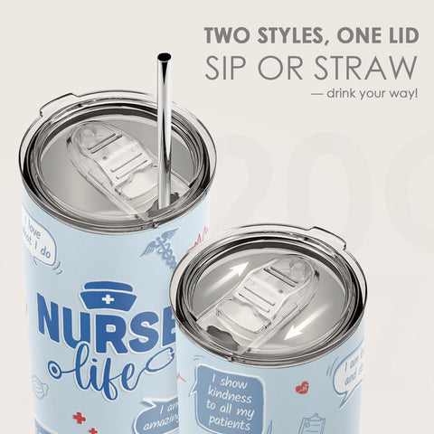 SANDJEST Nurses Tumbler 20oz travel-ready for commutes and workouts