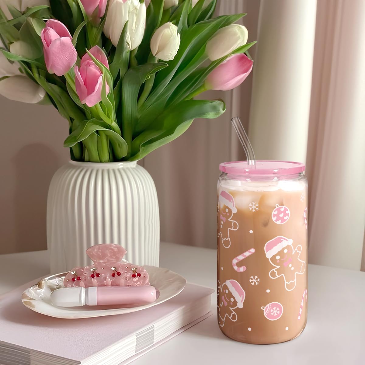 SANDJEST tumbler on a desk with coffee, perfect for daily use.