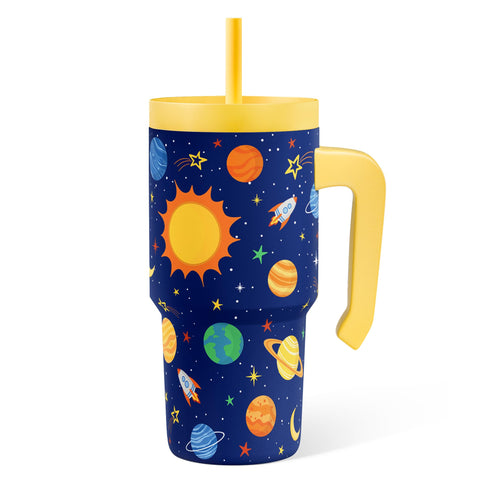 SANDJEST Outer Space 20oz tumbler with bold space design for kids on the go