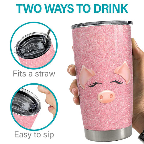 Animal lovers will appreciate the playful Sandjest Pig Tumbler Glitter.