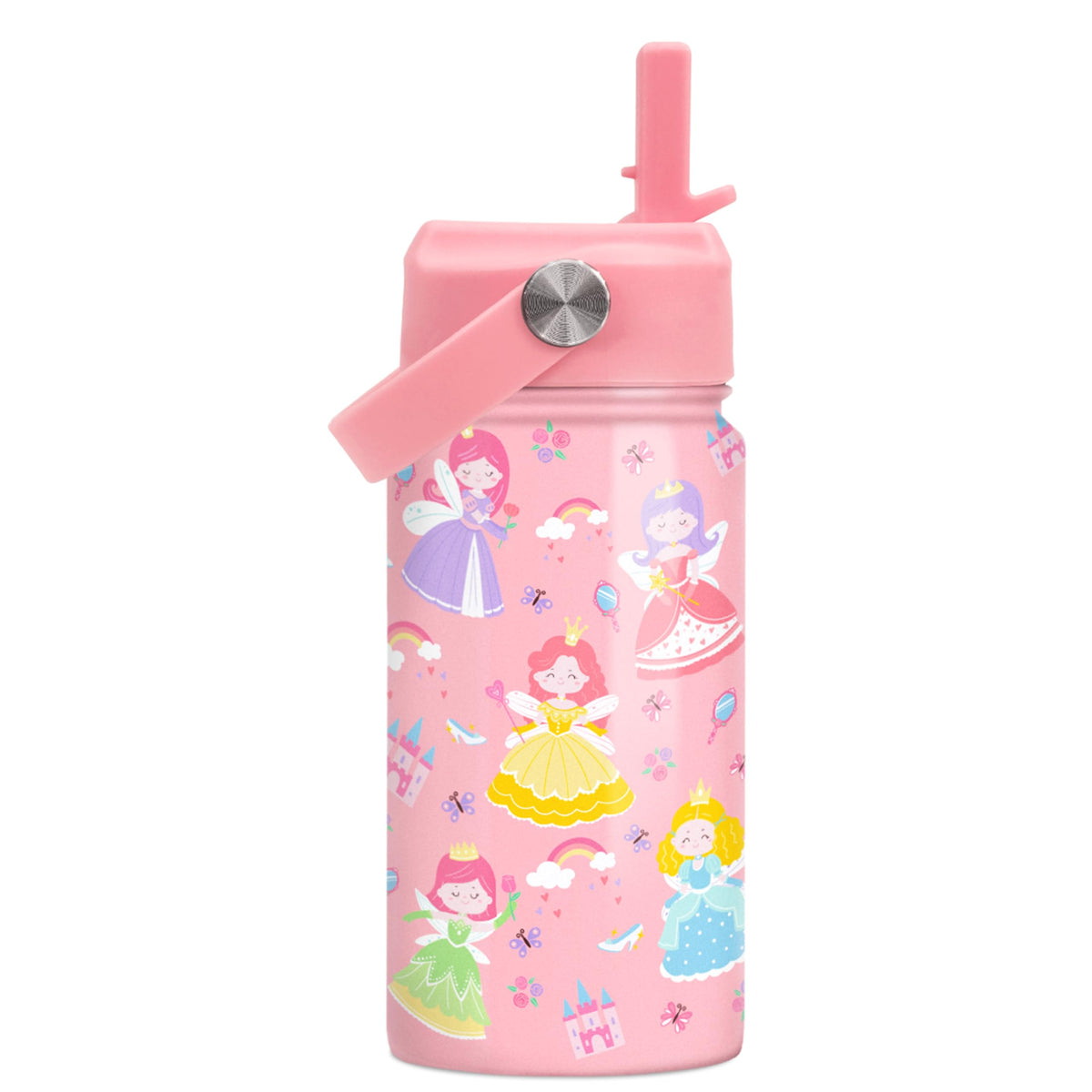 SANDJEST Princess 12oz bottle design for girls, portable for school and travel.
