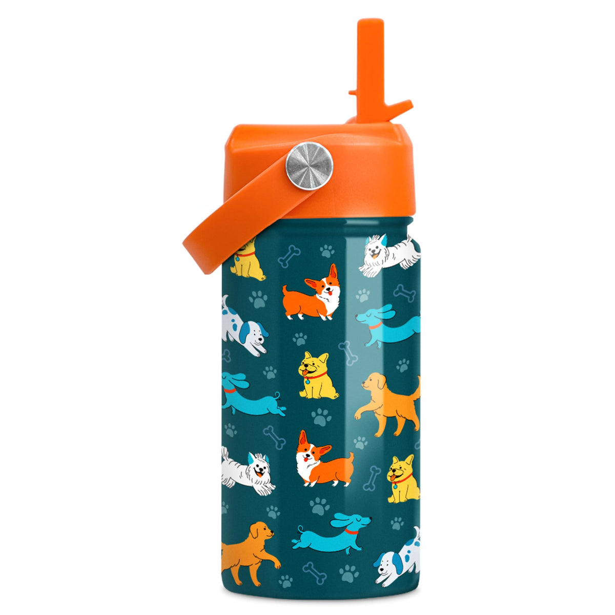 SANDJEST Puppy Water Bottle with straw lid for easy sipping during outdoor play.
