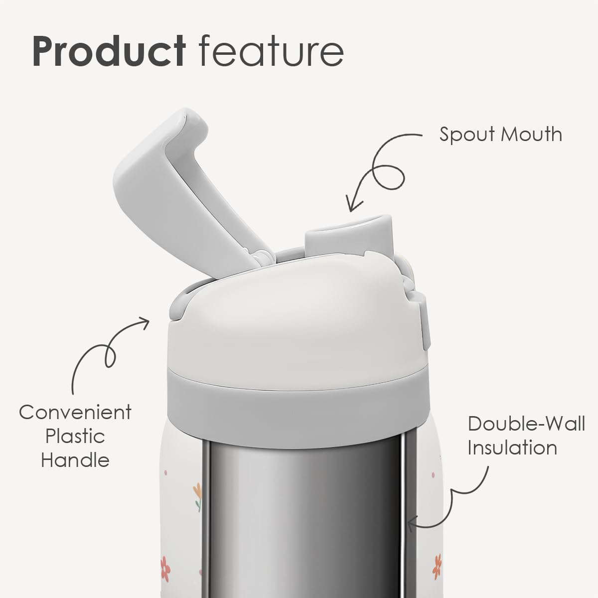 SANDJEST push-button lid bottle enabling quick, spill-free sips