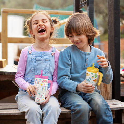 SANDJEST Rainbow Tumbler is lightweight and portable for school or outings.