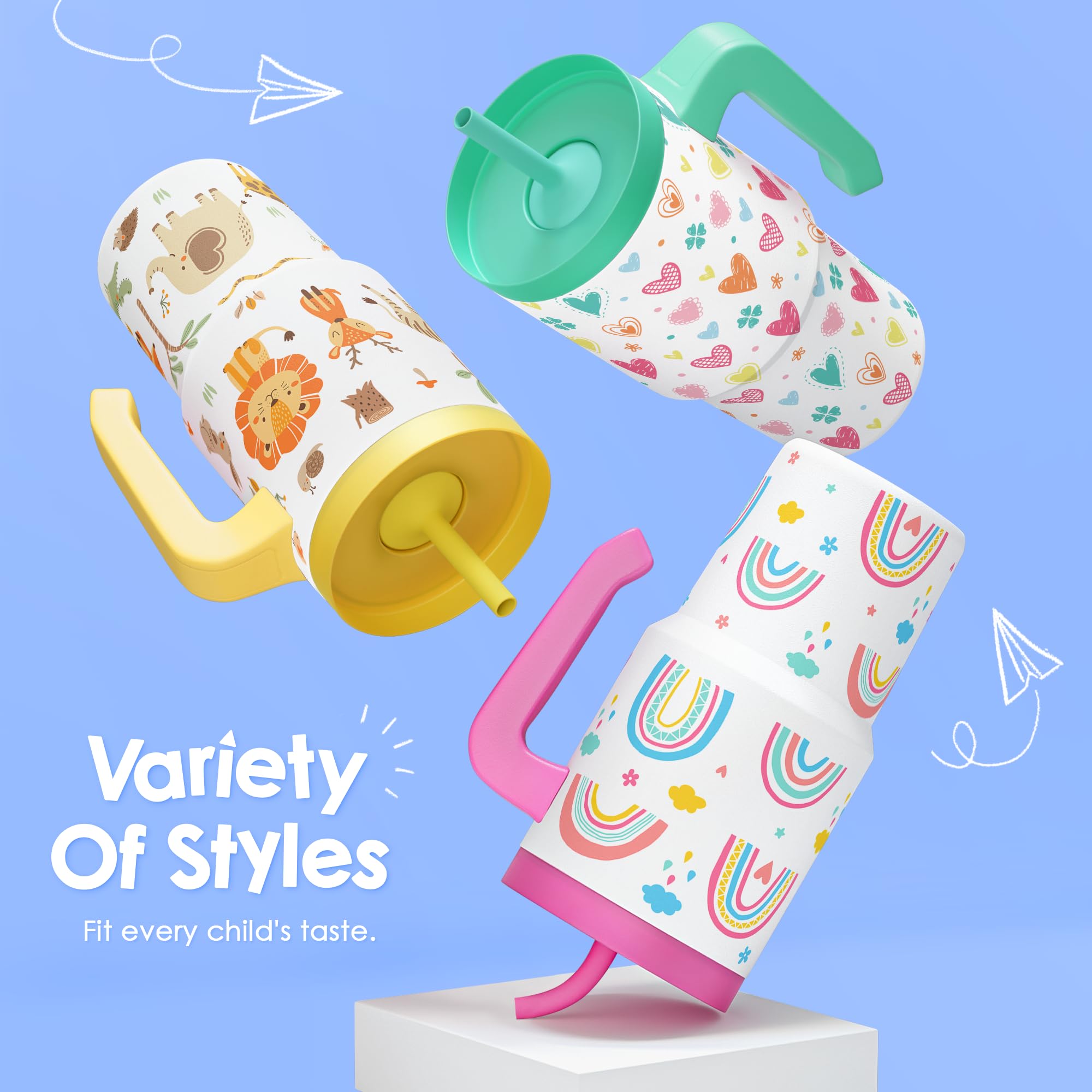 SANDJEST Rainbow Tumbler features vibrant colors and playful patterns kids love.