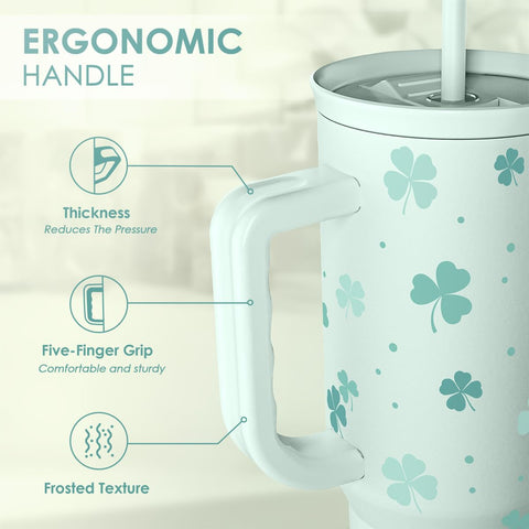 SANDJEST Shamrock Tumbler with Straw offers easy sipping during daily errands