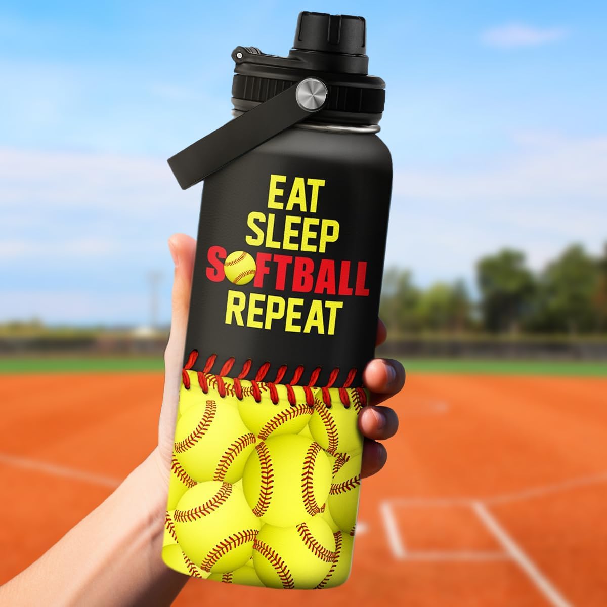 SANDJEST softball gift water bottle basketball design suits team practice