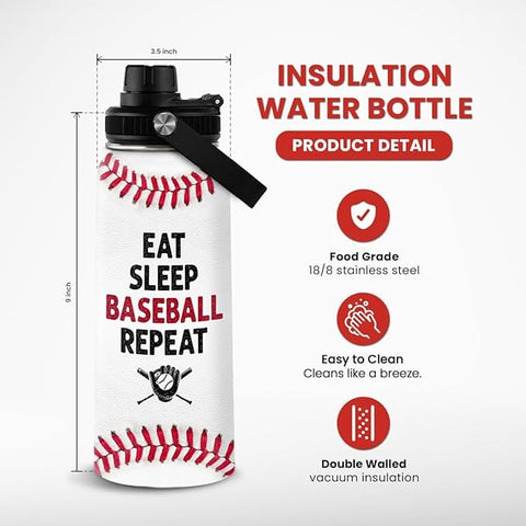 SANDJEST Baseball Bottle with leakproof lid for spill-free transport