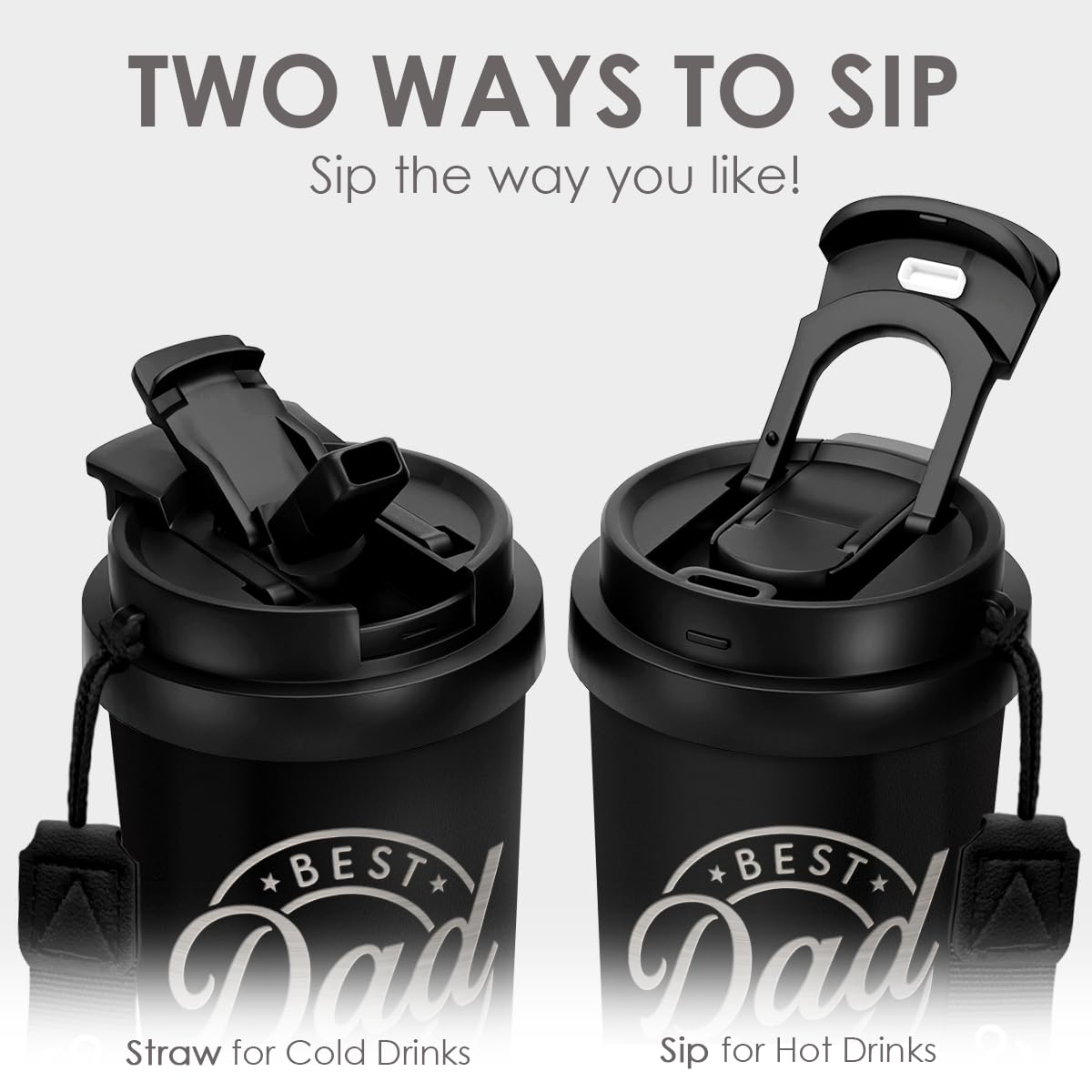 SANDJEST Stainless steel travel mug highlighting durable daily use.