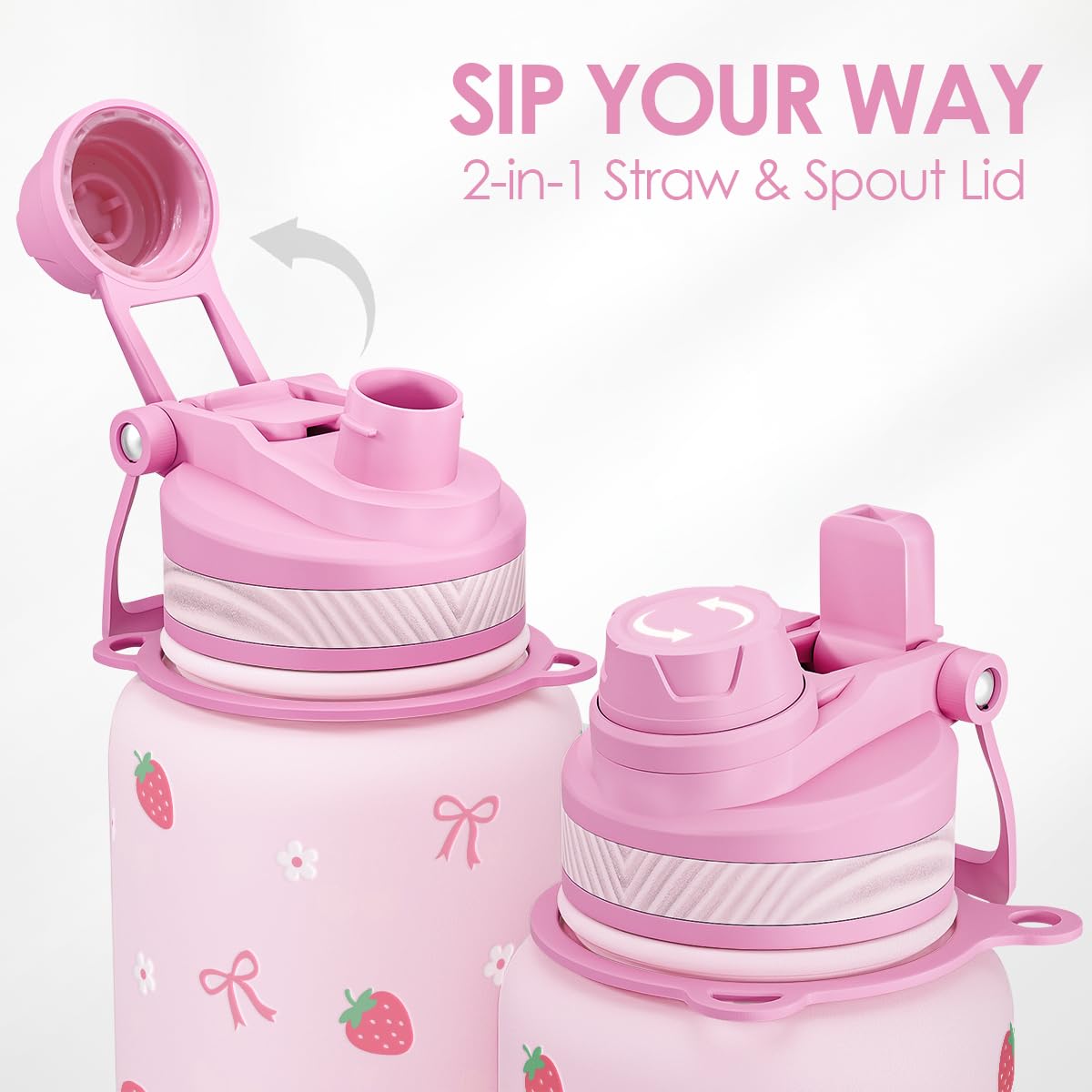 SANDJEST strawberry bottle's sturdy stainless steel design supports daily use.