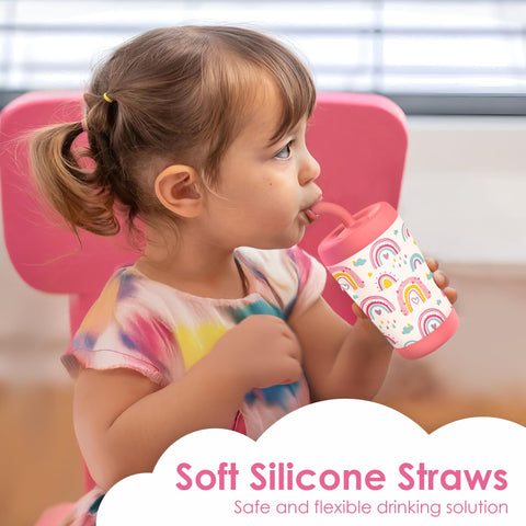 SANDJEST Sweet Rainbows pattern adds cheerful appeal for daily hydration.