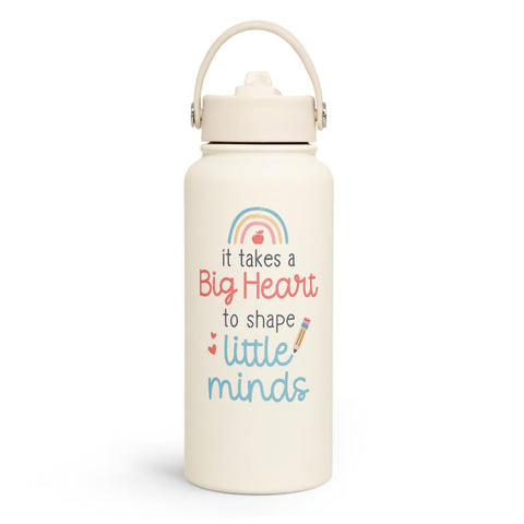 SANDJEST big heart teacher bottle, 32oz, ideal student gift.