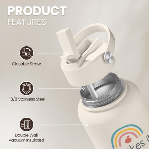 SANDJEST 32oz insulated stainless bottle for all-day hydration.