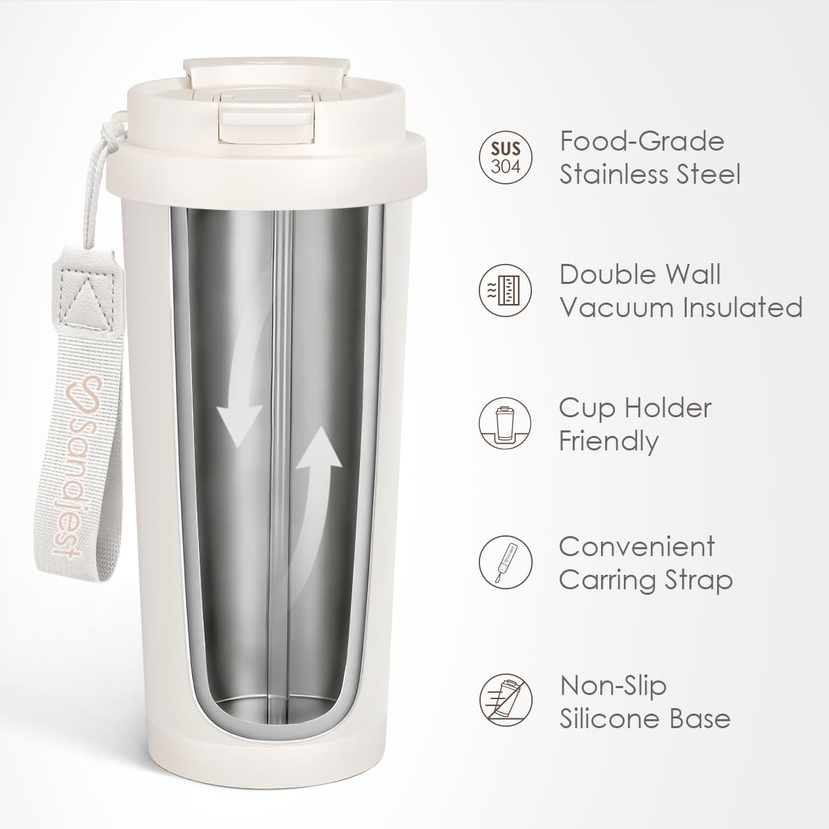 SandJest stainless steel body offers durable everyday use.