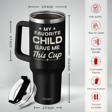 SANDJEST travel cup with lid and straw for on-the-go sipping.