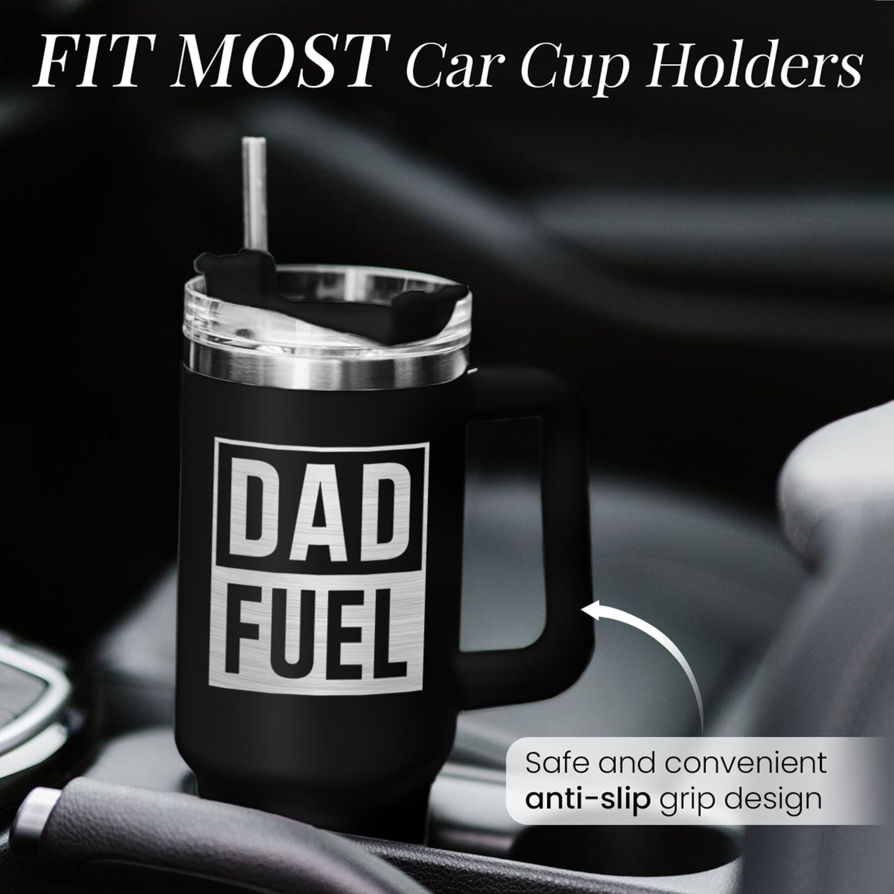 SandJest travel-friendly 40oz tumbler with lid keeps beverages secure.