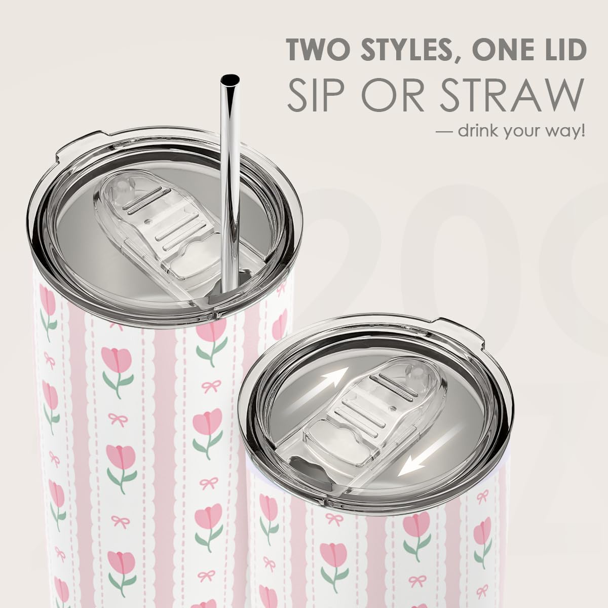 SANDJEST Tulip Tumbler fits most cup holders for daily use.