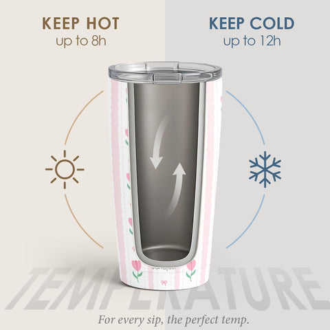 SANDJEST Tulip Tumbler insulated double-wall keeps beverages hot or cold.