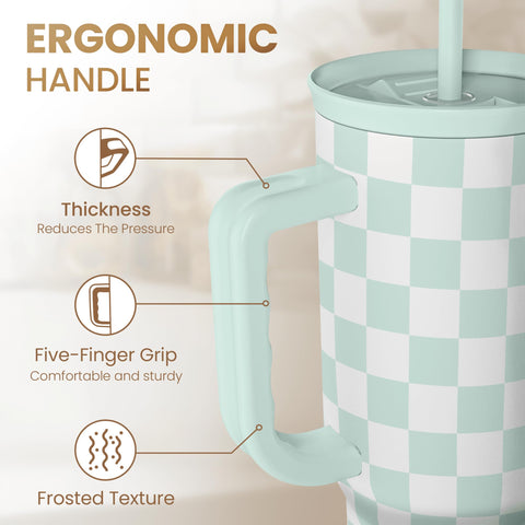 SANDJEST mint checkered design with easy-to-carry handle for daily use