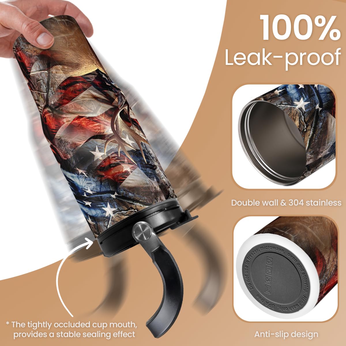 SandJEST tumbler sipping action with flip cap promotes on-the-go refreshment.