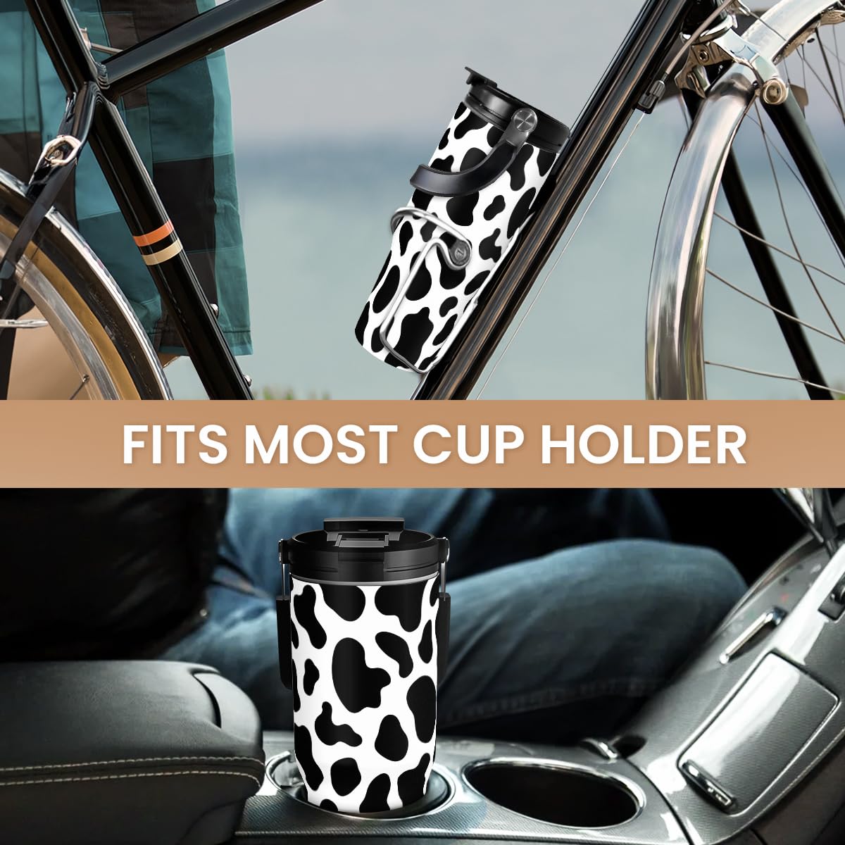 SANDJEST vibrant cow print finish adds style to daily hydration.