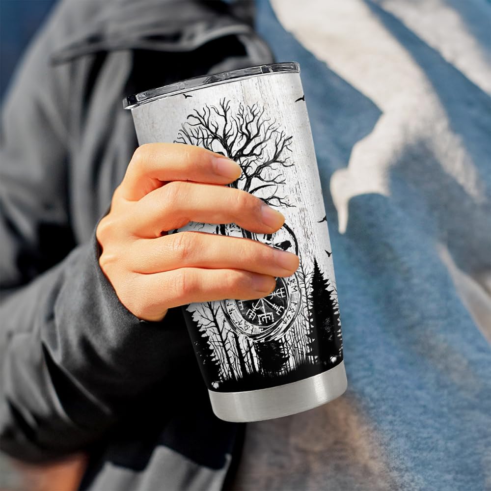 Ergonomic grip on SANDJEST Viking Tumbler 20oz for comfortable handling