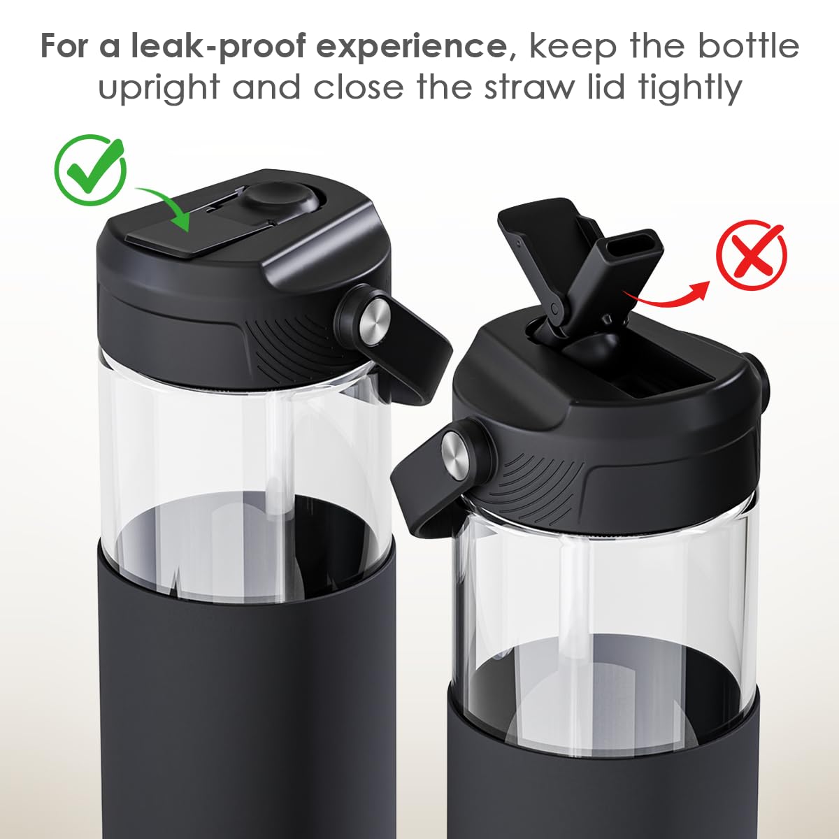 SANDJEST wide-mouth glass bottle simplifies quick cleaning and refilling