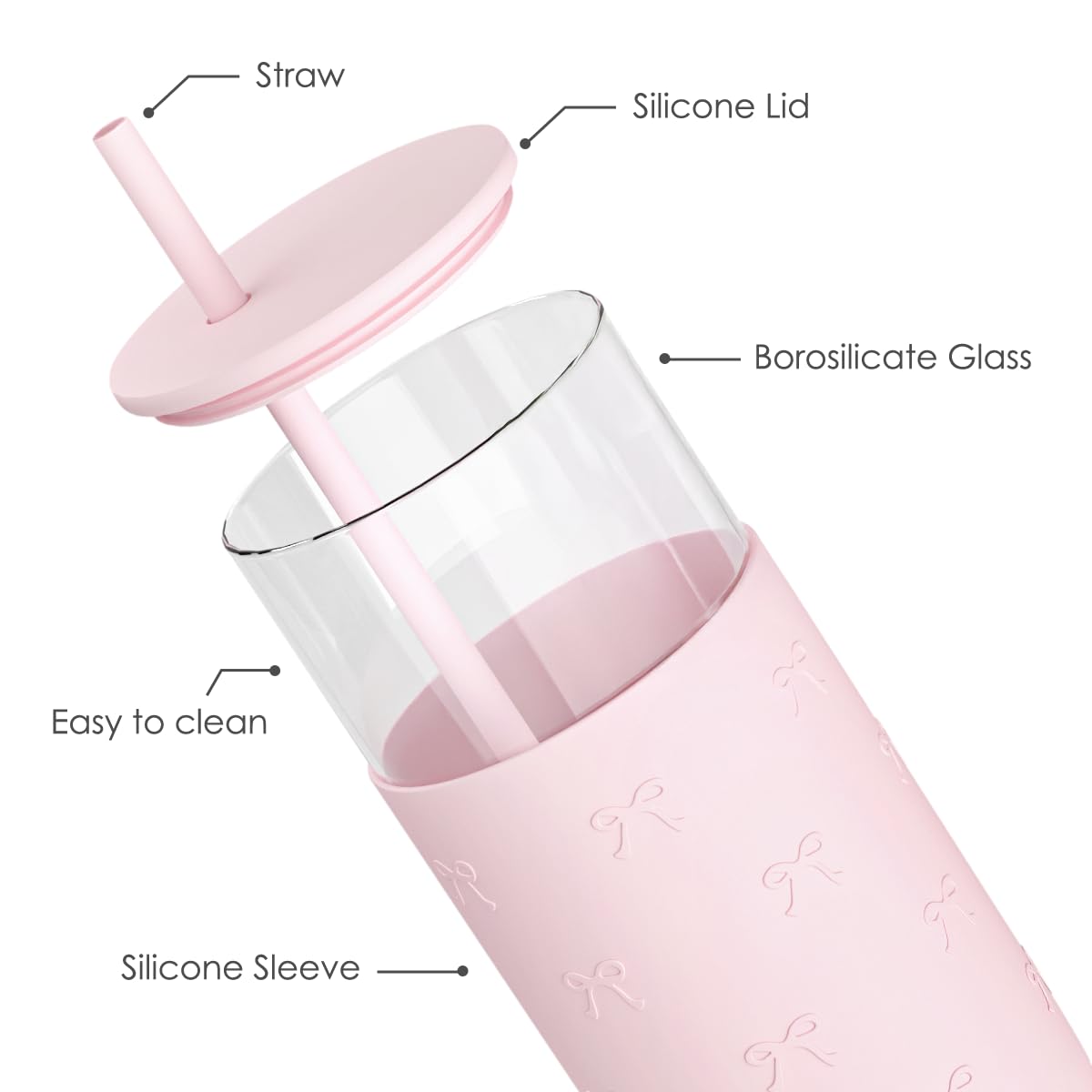 SANDJEST wide-mouth glass tumbler for easy filling, cleaning, and ice