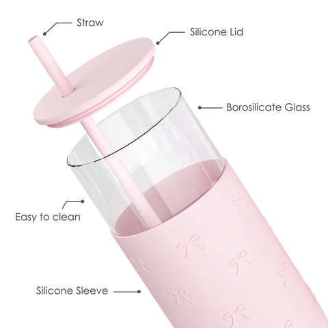 SANDJEST wide-mouth glass tumbler for easy filling, cleaning, and ice
