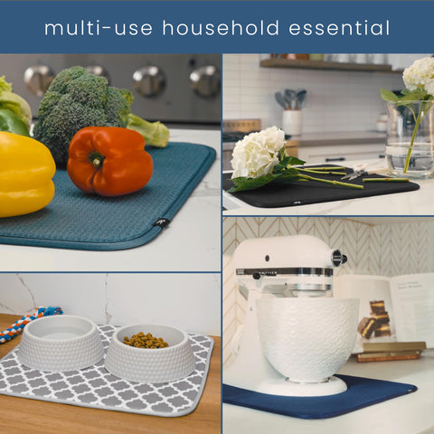 S&T INC. dish drying mat supports delicate glassware with gentle cushioning.