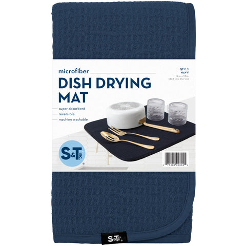 S&T INC. Navy color of dish drying mat adds style while drying.