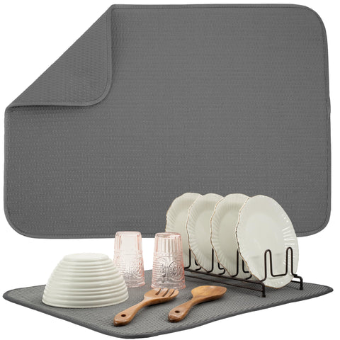 S&T INC. Dish Drying Mat XL general grey keeps countertops dry
