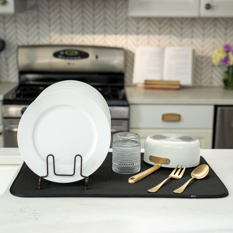 S&T INC. Dish Drying Mat XL under rack, catches drips.