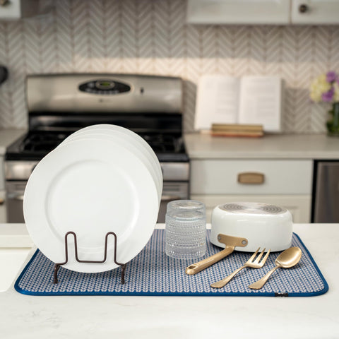 S&T INC XL blue drying mat doubles as an appliance slider